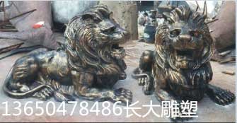 铸铜狮子雕塑，动物雕塑