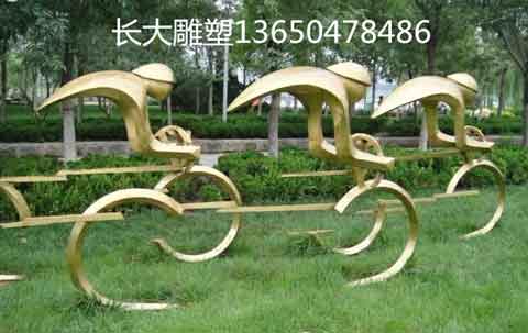 不锈钢骑自行车抽象雕塑